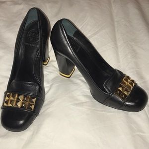 Tory Burch Black Heels with Gold Studs
